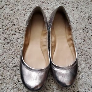 Silver ballet flats